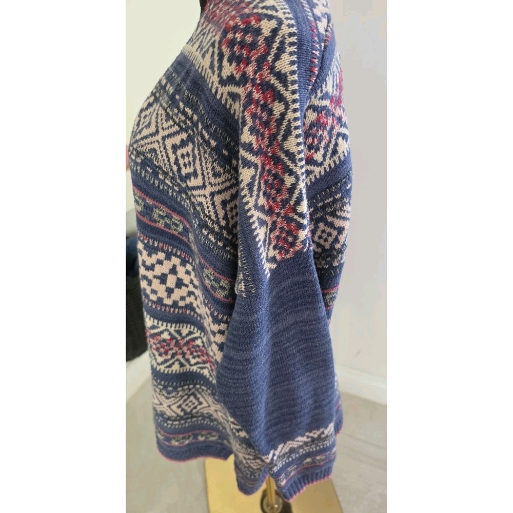 Chaps Women's Open Cardigan Blue Southwest‎ Western Boho Geometric Print SZ XL - Picture 6 of 11